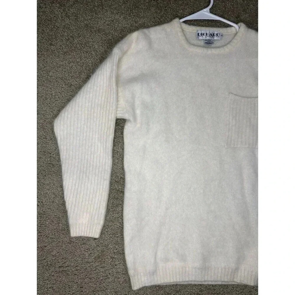 RICHARD & CO VINTAGE Angora Lambswool Crew Neck Ivory Sweater Soft Comfy Sz XS - Picture 3 of 8
